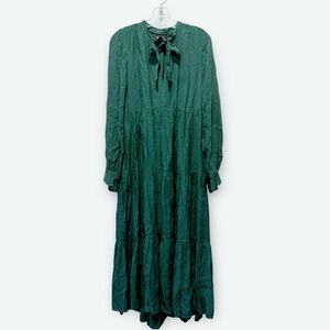Maeve Wendy Tiered Emerald Green Maxi Dress Size Small